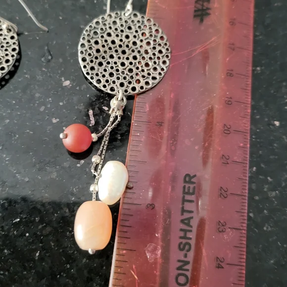 Silpada Sterling Silver Pearl & Stone Dangle Earrings Stamped Signed 3 1… - Picture 14 of 14